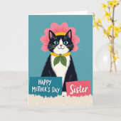 Katten Zus Moeder Dag Kaart (Gele Bloem)