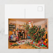 Katten zwaaien vanaf kerstboom briefkaart (Voorkant / Achterkant)
