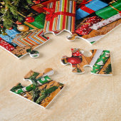 Katten zwaaien vanaf kerstboom legpuzzel (Zijkant)