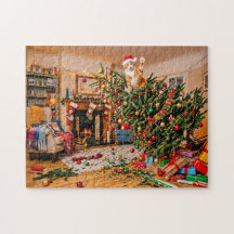 Katten zwaaien vanaf kerstboom