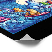 Katten zwaaien voor Kamala Funny Cat Lady 1 Poster (Hoek)