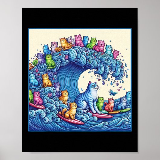 Katten zwaaien voor Kamala Funny Cat Lady 1 Poster (Voorkant)