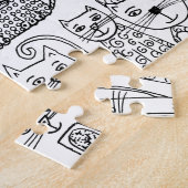 Katten zwart en wit, met hand getekende kunst legpuzzel (Zijkant)