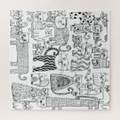 Katten zwart en wit, met handschrift geschreven mo legpuzzel (Horizontaal)