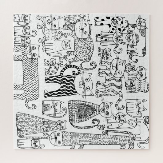 Katten zwart en wit, met handschrift geschreven mo legpuzzel (Horizontaal)