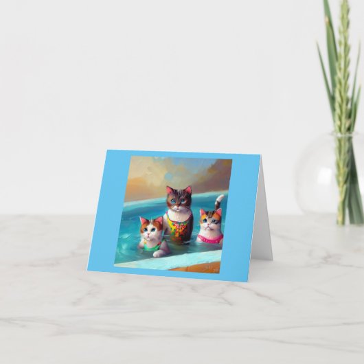 Katten zwemmen kaart (Voorkant)