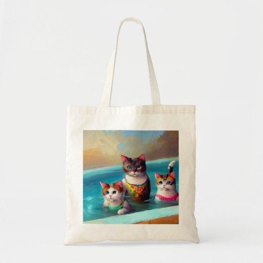 Katten zwemmen tote bag (Voorkant)