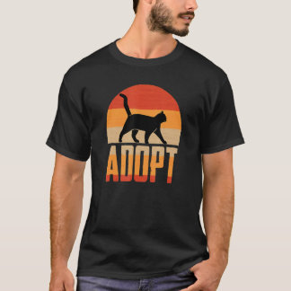 Kattenadoptie Retro En Vintage Zonsondergang Diere T-shirt