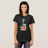 Kattenalien Kartonnen Ruimteschip Kosmonaut Kat T-shirt (Voorkant volledig)