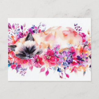 Kattenaquarelprentbriefkaart briefkaart