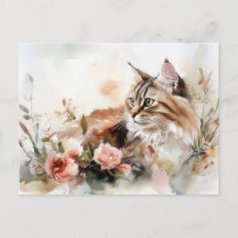 Kattenaquarelprentbriefkaart