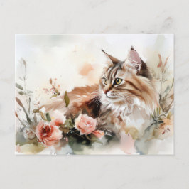 Kattenaquarelprentbriefkaart  briefkaart