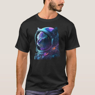 Kattenastronaut in ruimtepak en helm in de kosmos t-shirt