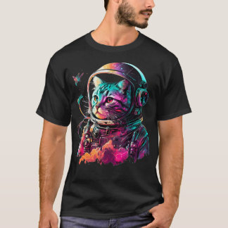 Kattenastronaut kleurrijk t-shirt