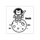 Kattenastronaut op de maan - Schattig  Rubberstempel (Afrduk)