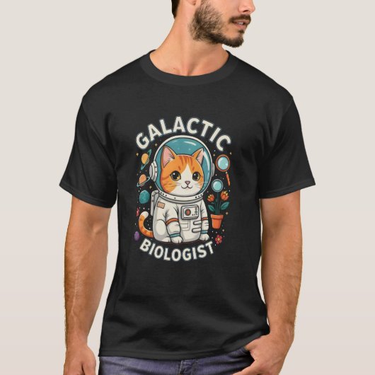 Kattenastronaut Ruimte Bioloog T-shirt (Voorkant)