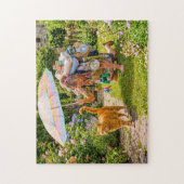Kattenavontuur met overbelaste vrouw legpuzzel (Verticaal)