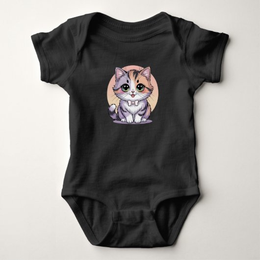 Kattenbaby-body Cute Kitten Groene Ogen Zuigeling Romper (Voorkant)