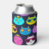 Kattenbadges, pop kunst textiel blikjeskoeler (Blikje Voorkant)