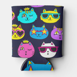 Kattenbadges, pop kunst textiel blikjeskoeler