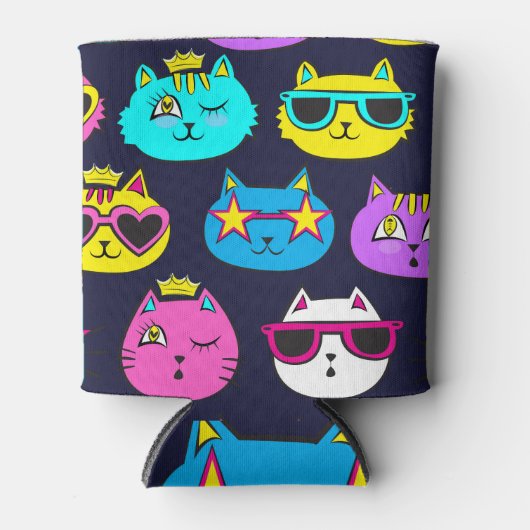 Kattenbadges, pop kunst textiel blikjeskoeler (Voorkant)