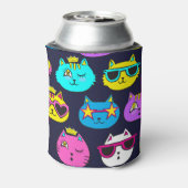 Kattenbadges, pop kunst textiel blikjeskoeler (Blikje Achterkant)