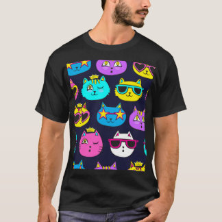 Kattenbadges, pop kunst textiel t-shirt