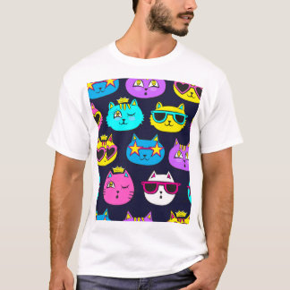 Kattenbadges, pop kunst textiel t-shirt