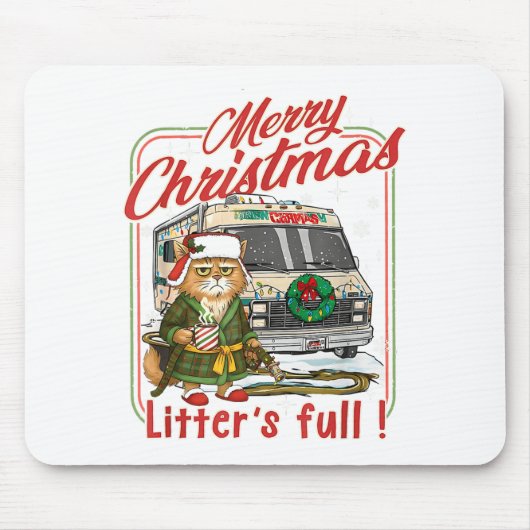 Kattenbak is Vol Kerstmis Funny Kattenliefhebbers Muismat (Voorkant)