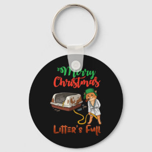 Kattenbak is Vol Kerstmis Funny Kattenliefhebbers Sleutelhanger