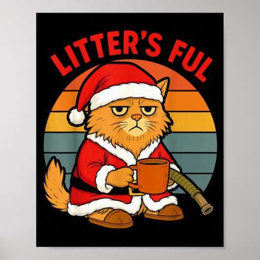 Kattenbak Vol Kat Kerst Kleding Vermoeide Kattenba Poster (Voorkant)