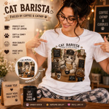 Kattenbarista koffieliefhebber Cute Cafe Katten T-