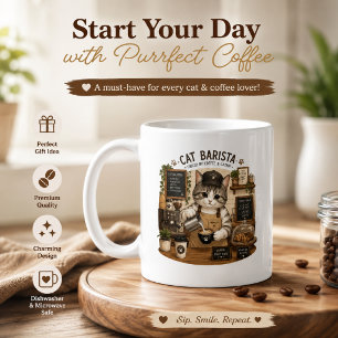 Kattenbarista Koffieliefhebber Schattige Kattenkof Koffiemok