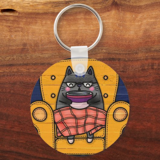 kattenbedrukte sleutelhanger (Voorkant)