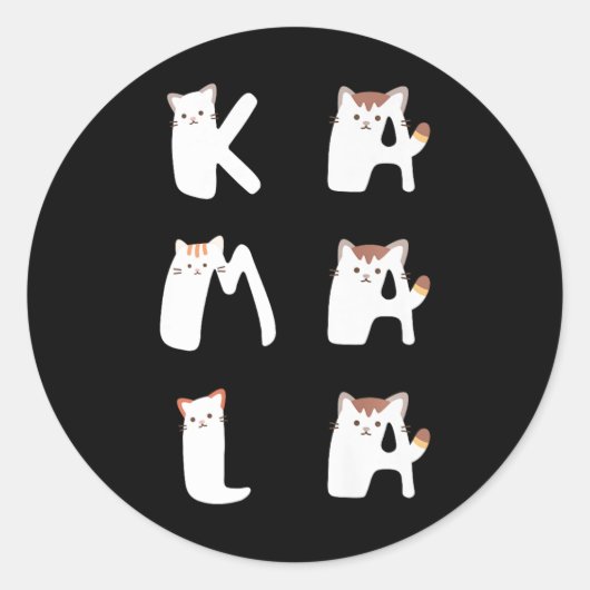 Kattenbelettering Positief Grappig Kamala Harris W Ronde Sticker (Voorkant)