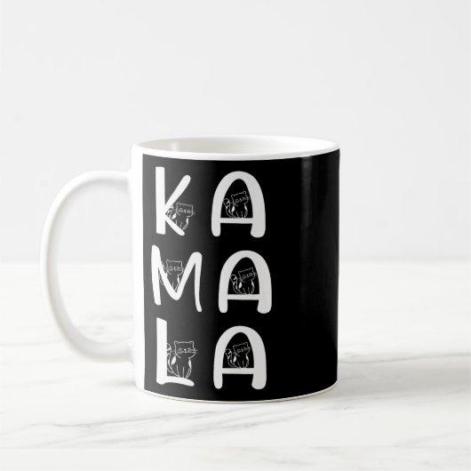 Kattenbelettering positief Kamala Harris Walz Koffiemok (Links)