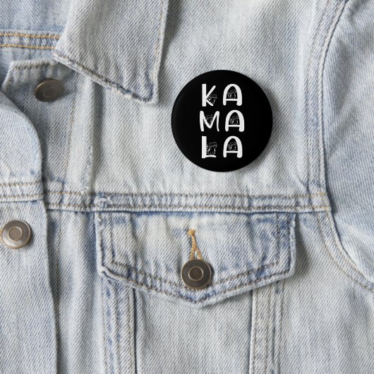 Kattenbelettering positief Kamala Harris Walz Ronde Button 5,7 Cm (In situ)