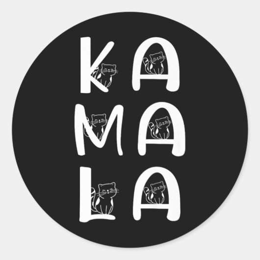 Kattenbelettering positief Kamala Harris Walz Ronde Sticker (Voorkant)