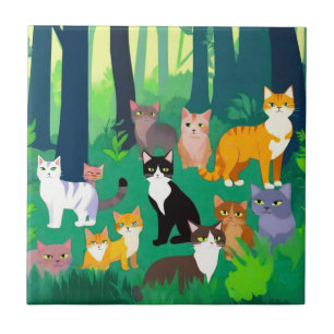 Kattenbende, Felines in het bos Tegeltje