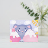 Kattenbergen en winterbergen met een Schattigee zo Briefkaart (Staand voorkant)