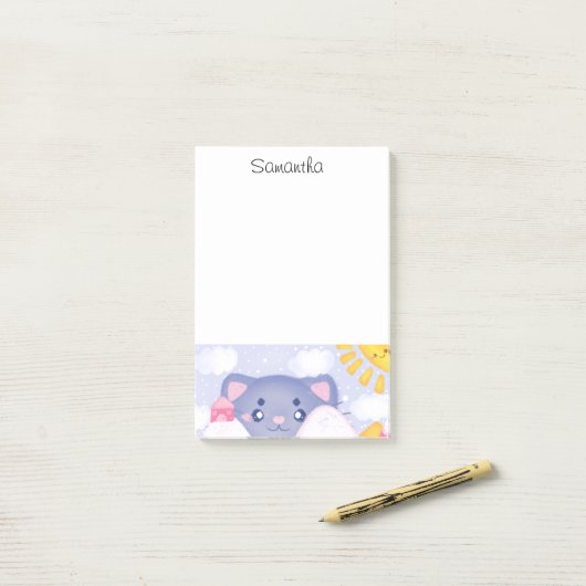 Kattenbergen en winterbergen met een Schattigee zo Post-it® Notes (Op bureau)