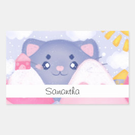 Kattenbergen en winterbergen met een Schattigee zo Rechthoekige Sticker