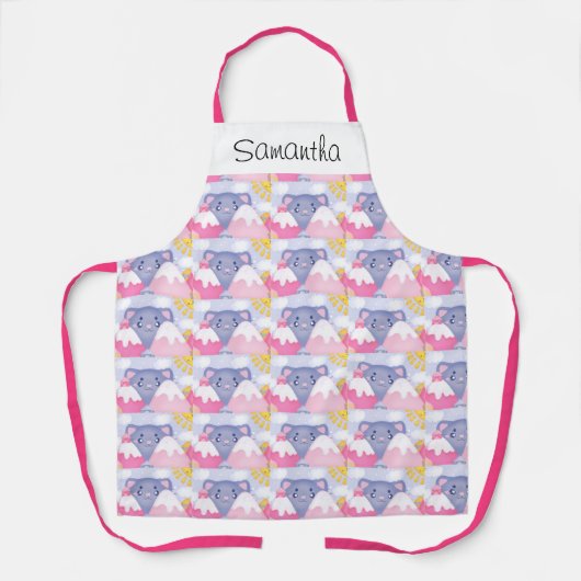 Kattenbergen en winterbergen met een Schattigee zo Schort (Voorkant)