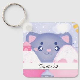 Kattenbergen en winterbergen met een Schattigee zo Sleutelhanger