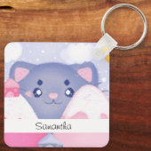 Kattenbergen en winterbergen met een Schattigee zo Sleutelhanger (Achterkant)