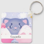 Kattenbergen en winterbergen met een Schattigee zo Sleutelhanger (Achterkant)