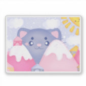 Kattenbergen en winterbergen met een Schattigee zo Sticker (Voorkant)