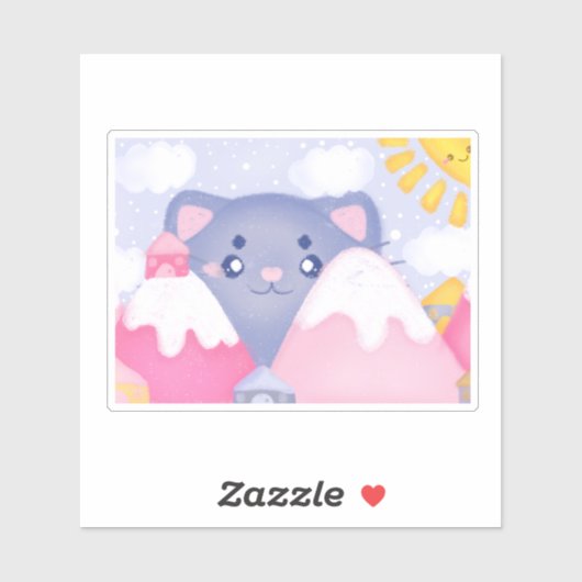 Kattenbergen en winterbergen met een Schattigee zo Sticker (Vel)