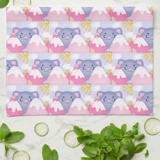 Kattenbergen en winterbergen met een Schattigee zo Theedoek (Gevouwen)