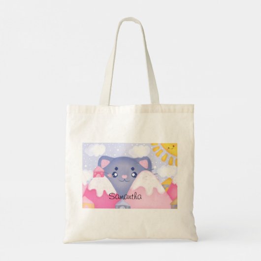 Kattenbergen en winterbergen met een Schattigee zo Tote Bag (Achterkant)